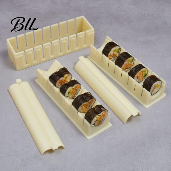 Heart Shaped Sushi Maker Press Molds Roll for Beginners Compact Mold Set with Square Round Shapes Easy DIY Making Kit Quick Meals Mess-free
