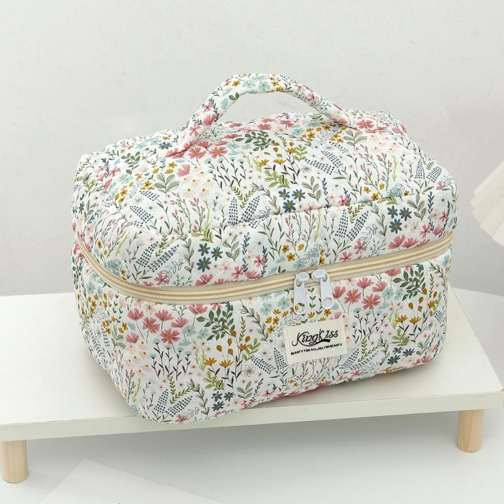 

Flower Print Women Fashion Cosmetic Bag Large Capacity Travel Organizer Makeup Toiletry Pouch Handbag Portable Ladies Tote Bag