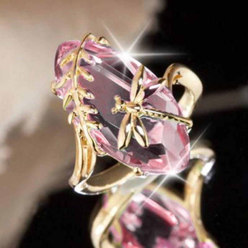 Style Pink Sparkling Zircon Princess Square Engagement Ring for Ladies and Girlfriends Luxury Proposal  Gift Fashion Jewelry
