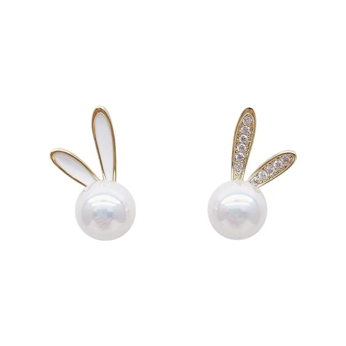 

Женские серьги с милым кроликом и жемчугом и цирконом