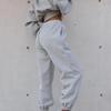 Women Solid Color Long Sleeve Hooded V Neck Hoodies Suit Autumn Winter Loose Top Wide Leg Pants
