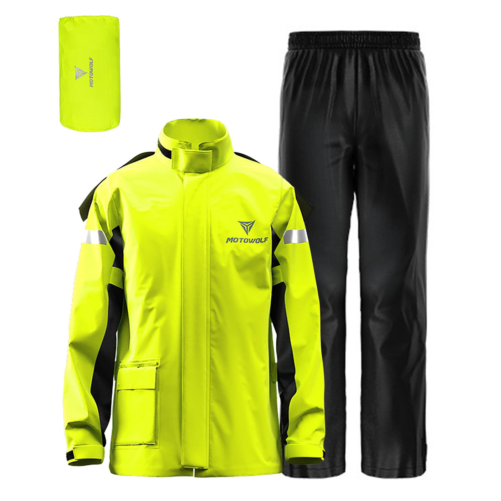 Waterproof Rain Jacket and Pants Rain Gear Men Motorcycle Rain Suit Outdoor Reflective for Bike Riding Cycling Camping Hiking M жёлтый