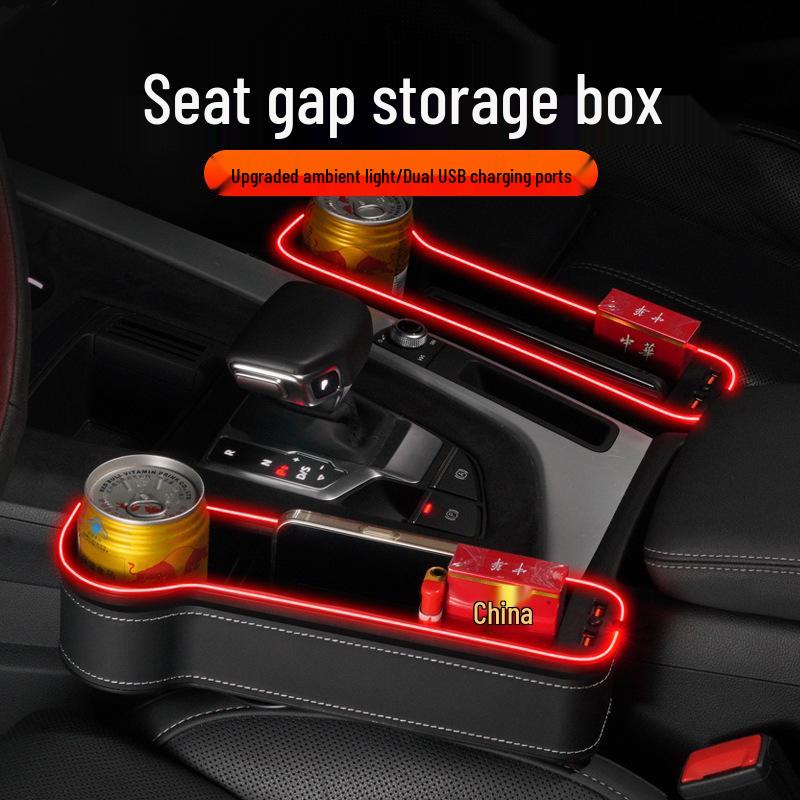Multifunktionaler Autositz-Lücken-Organizer mit USB-Ladefunktion und Umgebungslicht