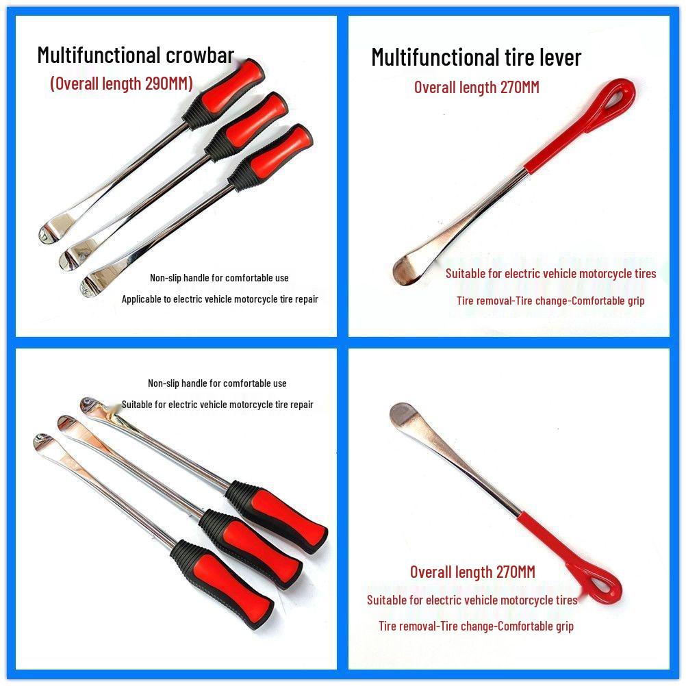 Tire Iron Crowbar: Flat Head Steel Pry Bar for Tubeless Tires & Electric Vehicles