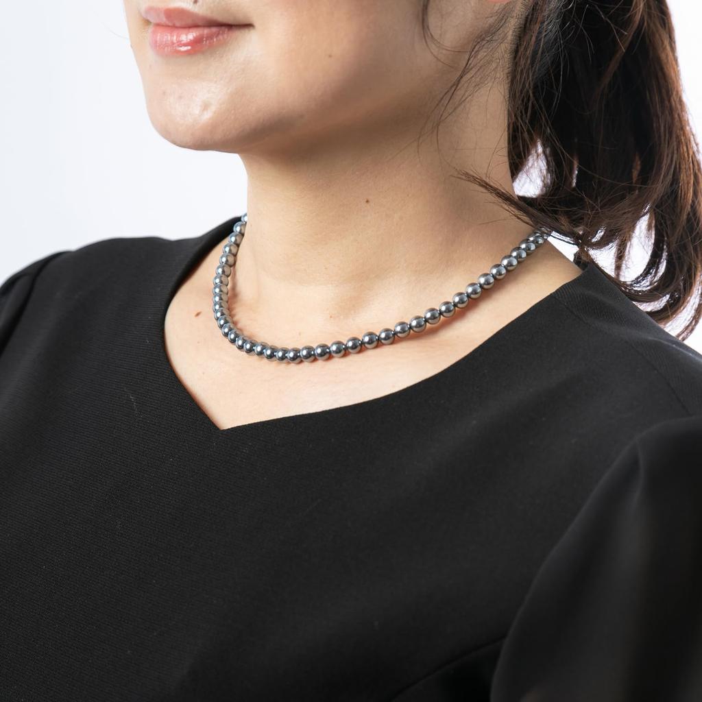 [Sakiya] Shell Pearl Necklace, Pearl Necklace Set for Formal Occasions (Weddings, Funerals, Graduations, Entrance Ceremonies, etc.), 6mm Pearl, 42cm