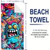 Telo da Spiaggia Graffiti Vivaci - Microfibra leggera e ad asciugatura rapida con grafiche di mostri cartoon colorati