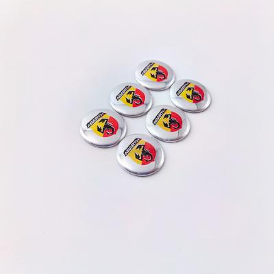 2 pièces fiat Abarth 14mm Logo de Voiture 3D en Aluminium Porte-clés Décoration Emblème Autocollant Badge Clé Auto Accessoires