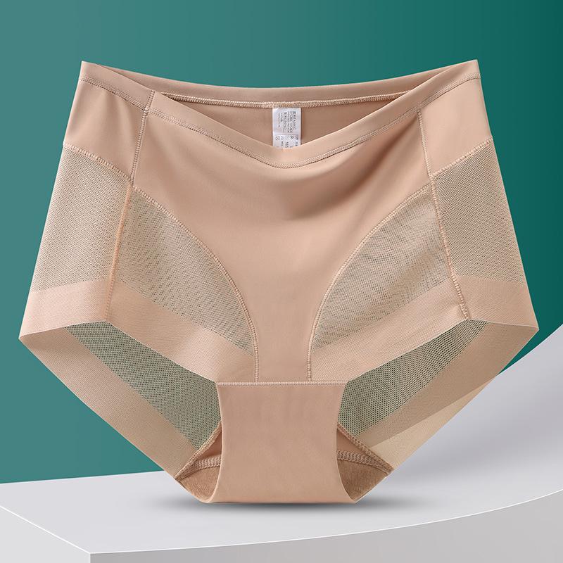 Big Size Lady Summer Sexy Lace Leopard Print Hollow Out Pure To Wrap Hip No Trace Ice Silk High Waist Triangle Briefs
