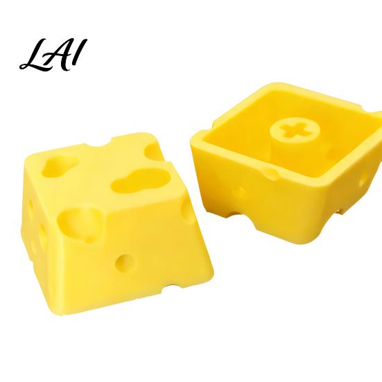 Cute Mechanical Keyboard Keycap 4PCS Cheese Keycaps 3D Printed Macaron Color Key Caps for Cross Axis Switches Decorative Set Gaming Keyboards