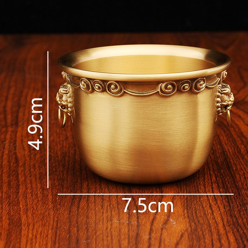 Brass Lion Head Cornucopia Living Room Desktop Household Incense Burner Line Incense Burner Metal Handicraft Copper Cup Pure Copper Ornament