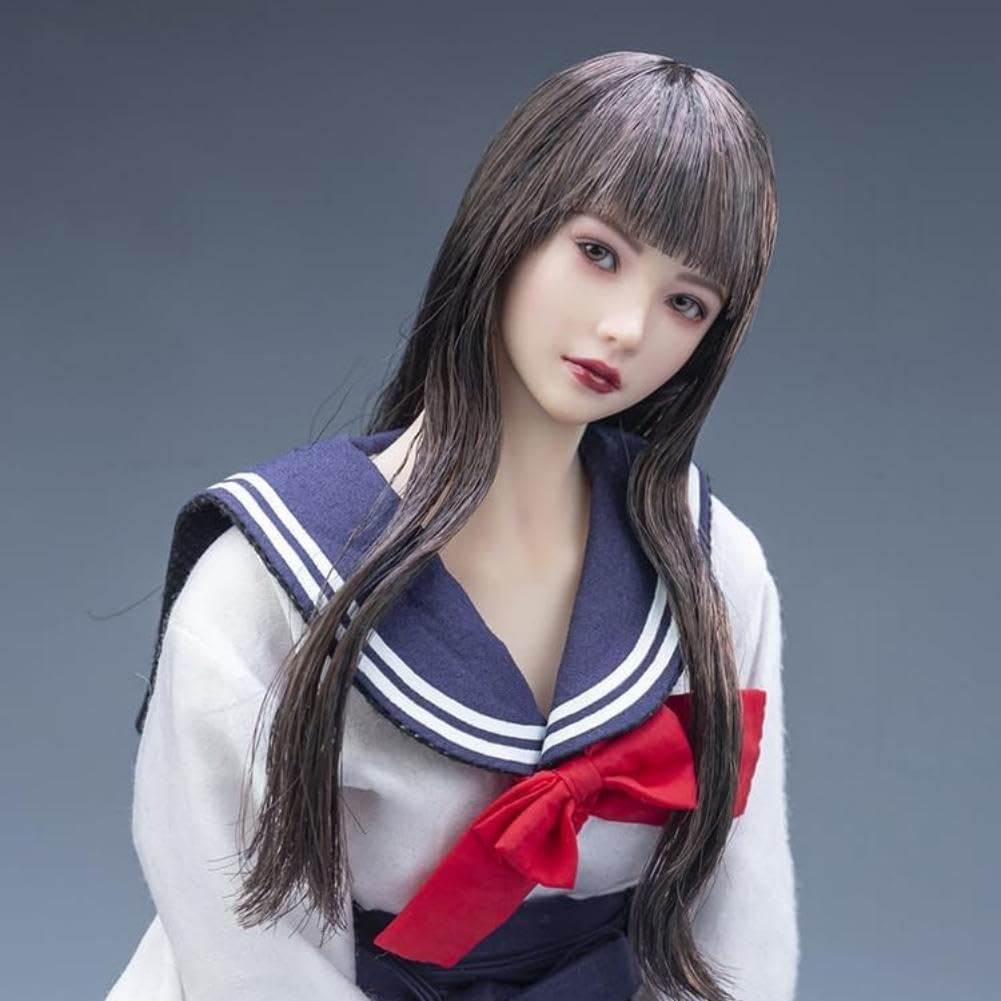 1/6 Scale Female Head Sculpt Beauty Girl Rooted Hair Head Carving 12 Inch Female PH TBL JO Action Figure Body Collection (Long Hair)
