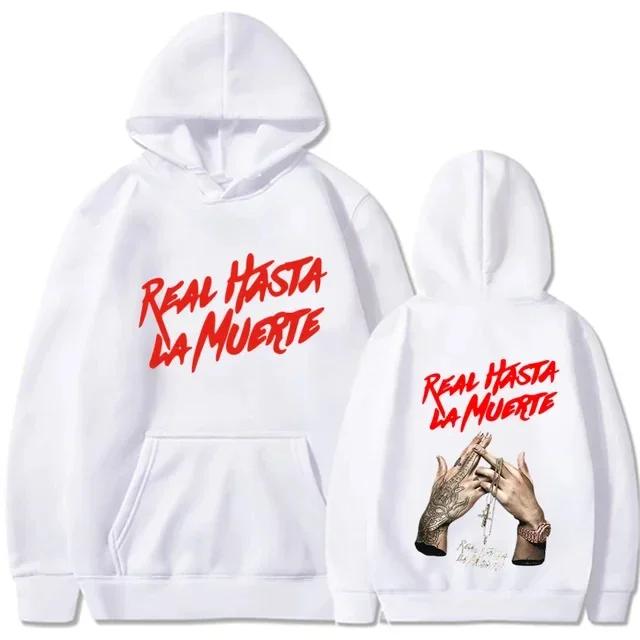 Anuel AA Sweat à capuche imprimé Manteau Sweat-shirt Real Hasta La Muerte décontracté Costume de survêtement Vêtements pour femmes Pull à capuche Anime