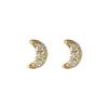 Golden Moon Stud Earrings Women's Light Luxury Temperament Personality Inlaid with Zircon