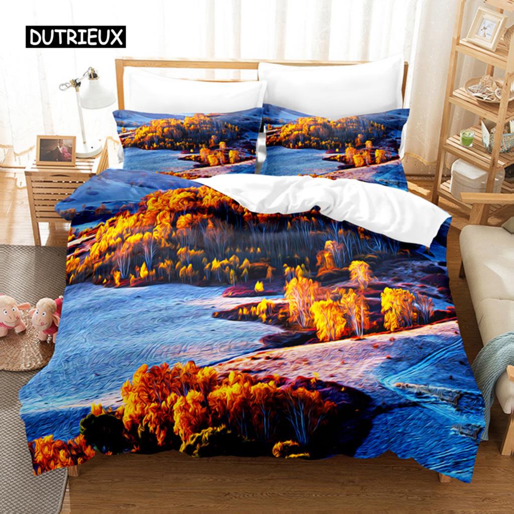 Landscape Painting Bedding Set Duvet Cover Set 3d Bedding Digital Printing Bed Linen Queen Size Bedding Set Fashion Design