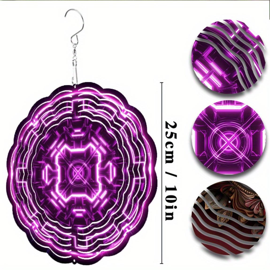 

10-дюймовый фиолетовый металлический ветряной спиннер с крючком на 360 градусов, уличный подвесной декор для сада, двора, патио, всесезонный подарок 01A