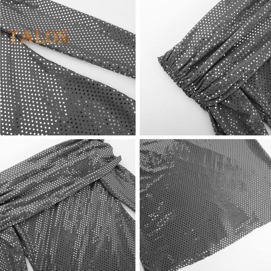 Lady Evening Dress Bateau Neckline Off Shoulder Long Sleeves Shimmering Sequin Bronzing Strapless Bodycon Prom Cocktail Party Maxi Dress