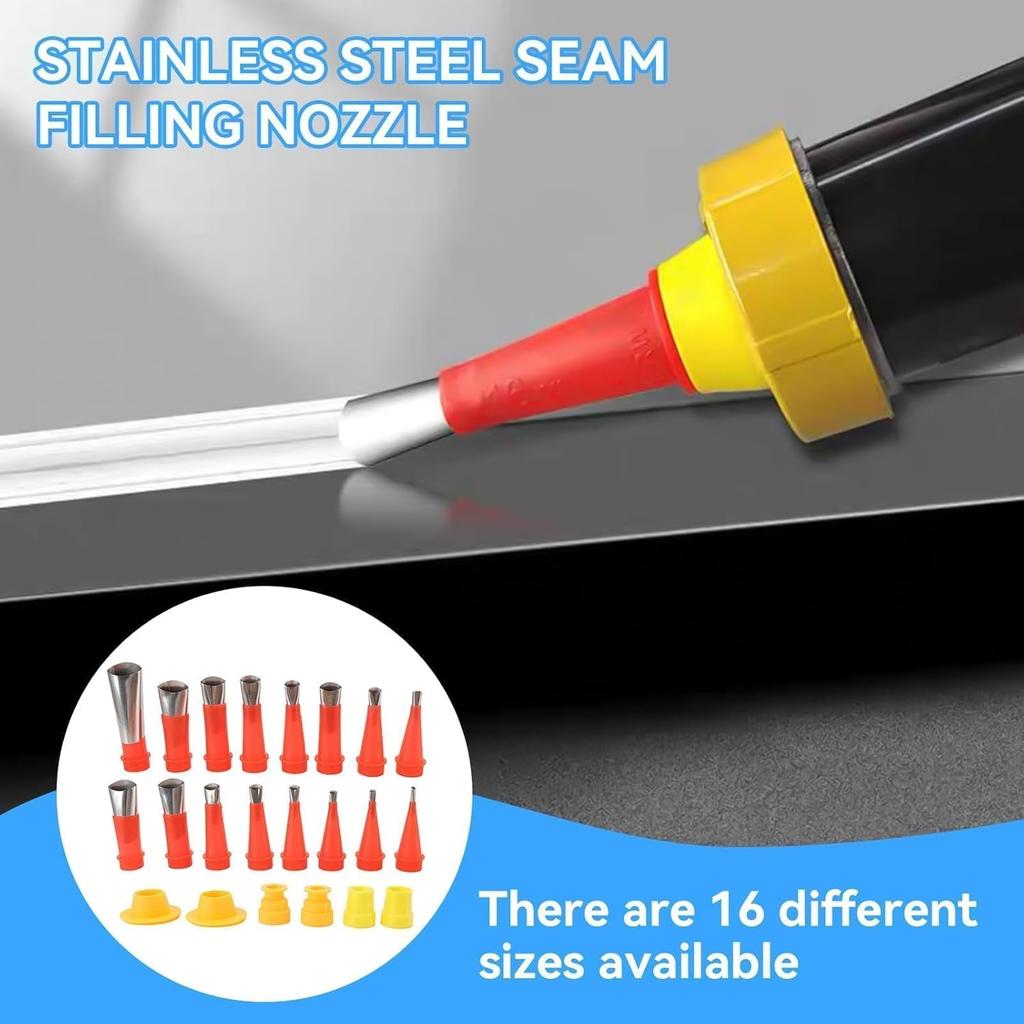 22 Pcs Caulking Finisher Kit Include 16pcs Stainless Steel Caulking Nozzle Applicator and 6pcs Connection Base Caulking Finisher Tool Set Sealant