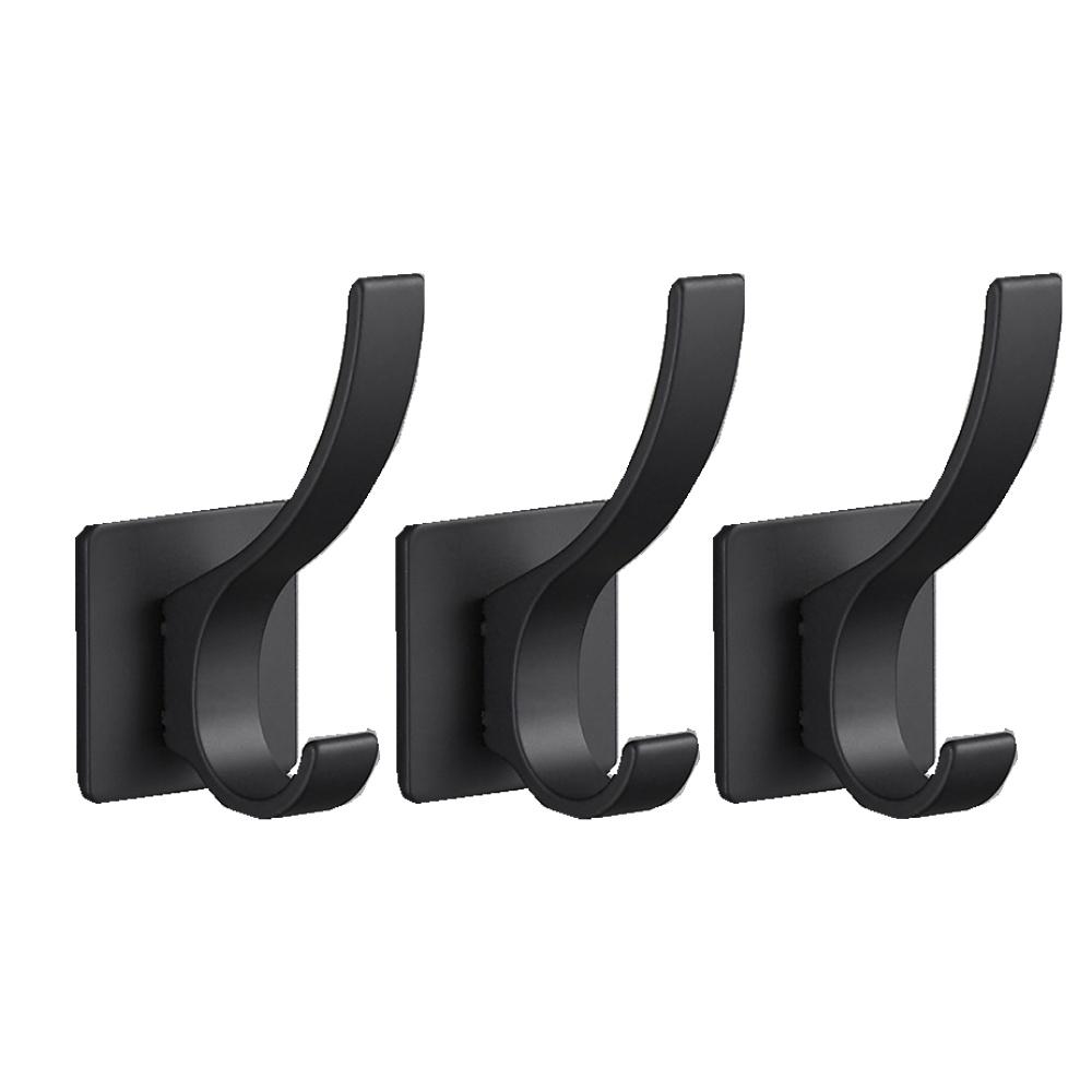 

3pcs Aluminum Alloy Wall Decor Black Towel Rack Durable Bag Hat Coat Rack Storage Home