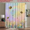 2D Flachdruck 2 Stück Vorhänge Süße Biene Regenbogenblumen Digital Bedruckte Polyester Vorhänge Familienfeier Nutzung für Neujahr und