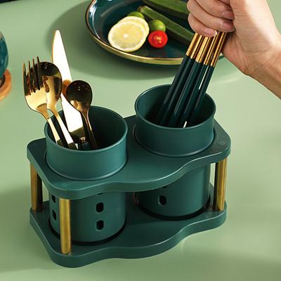 Chopstick Holder with Drainage Holes 2 Grids Large Caliber Orderly Kitchen Chopstick Case Shelf Dining Room Utensil