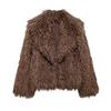 2024 Vintage Faux Fur Fluffy Lapel Coat for Women - Warm Autumn/Winter Top