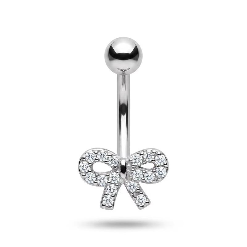 1Pcs14G Stainless Steel Ladies Navel Ring With Copper Zirconia, Simple And Stylish Piercing Jewelry