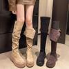 Stylish Two-Way Fold-Over Thick-Soled Women's Chunky-Heeled Knee-High Riding Boots for Autumn/Winter 2025.