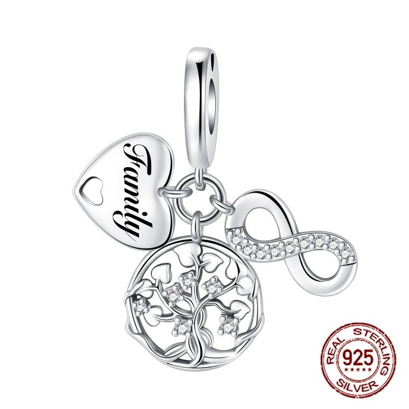 925 Silver Heart Mum Dangle Dream Catcher Charm DIY Jewelry For Women Original Bracelet Beads