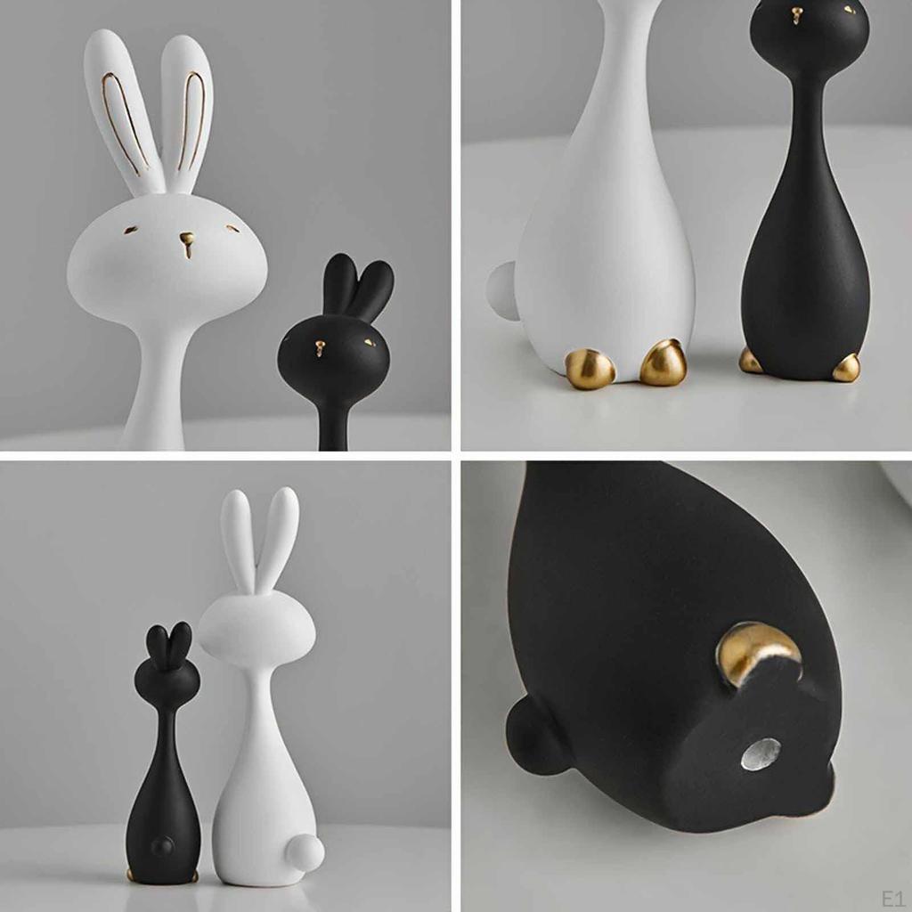 2x Bunny Statues Easter Decoration Indoor Outdoor Home Decor Animal Art Sculptures Figurines for