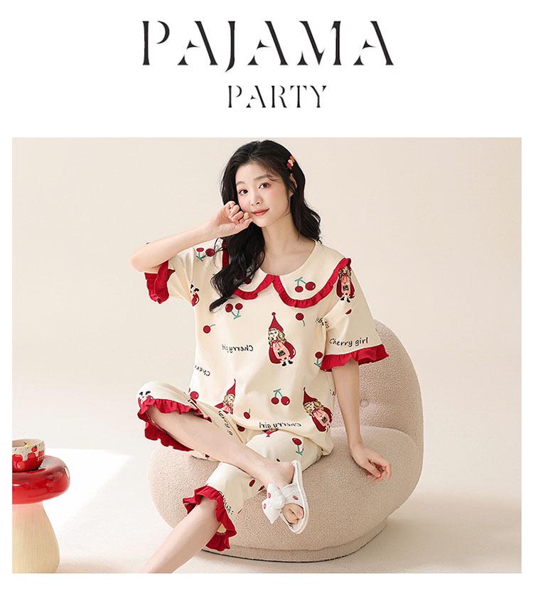 2024 Women's Plus Size Korean Style Capri Set - Summer Cotton Short-Sleeved Home Wear