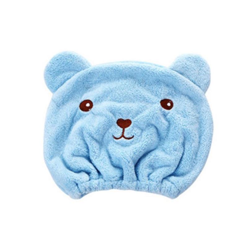 Dry Hair Cap For Women Quick-Drying Absorbent Thick Microfiber Head Towel Korean Cute Bear Embroidered Shower Cap Towel