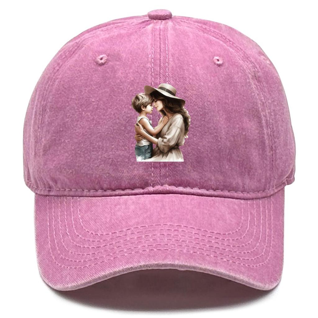 Mother Print Adjustable Sun Hat, Family Sports Hat Vintage-Inspired Lightweight Non-Stretch Fabric Solid Color Snapback Baseball Cap