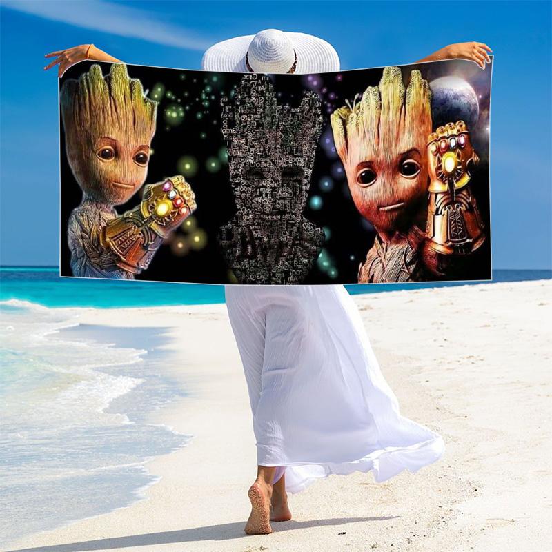 Groot Print Beach Towel, Large Soft Quick Dry Towel for Beach Camping Swimming