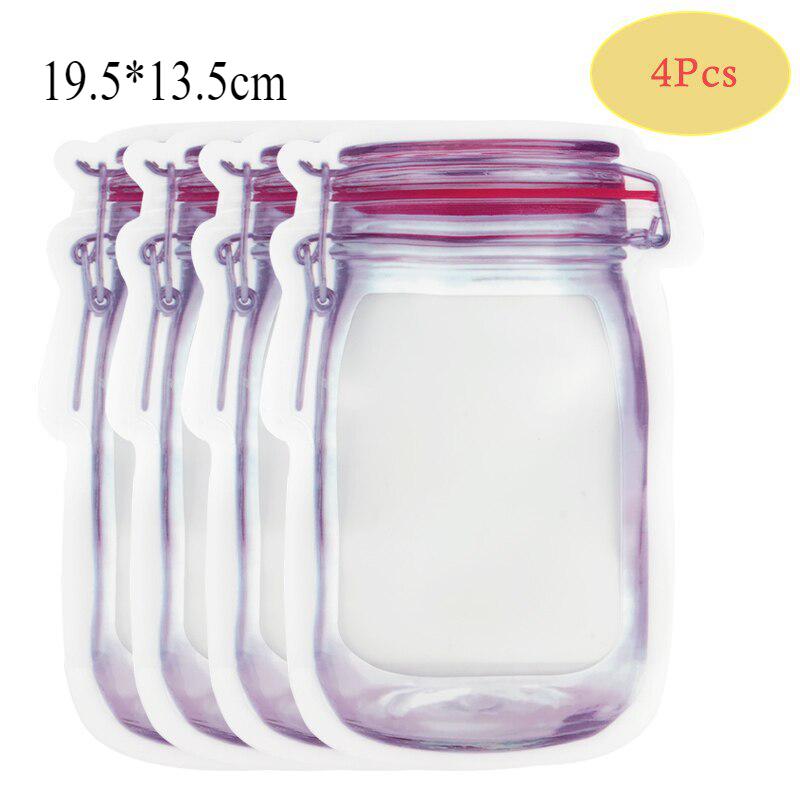 Reusable Zip Lock Bags In The Shape of Jars for Storing Food Products