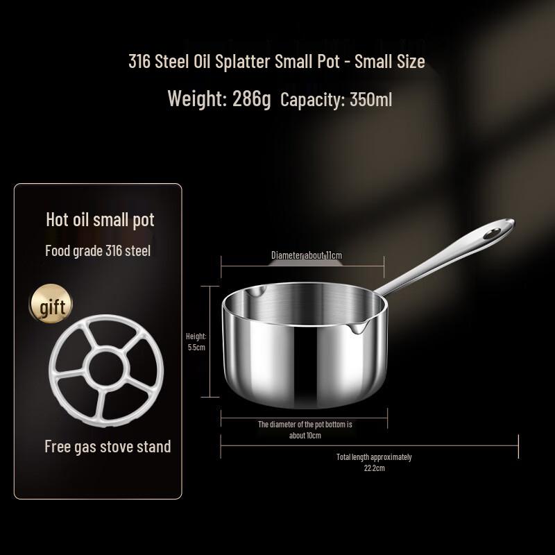 Zhishi 316 Stainless Steel Mini Hot Oil Pot