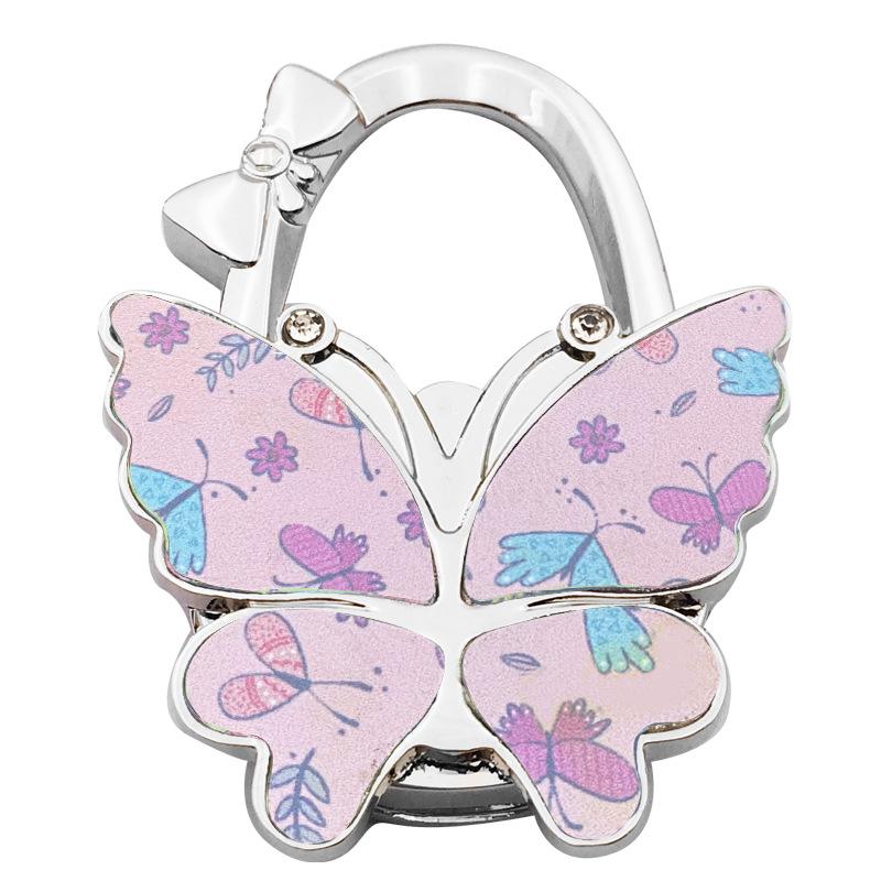 Large Matte Butterfly Hanging Bag Hook - Foldable Women's Bag Buckle & Portable Table Edge Hook for Luggage Accessories.