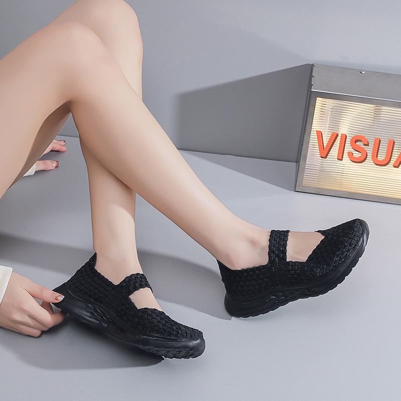 Women's Sporty Ethnic-Style Breathable Woven Flats for Spring/Summer