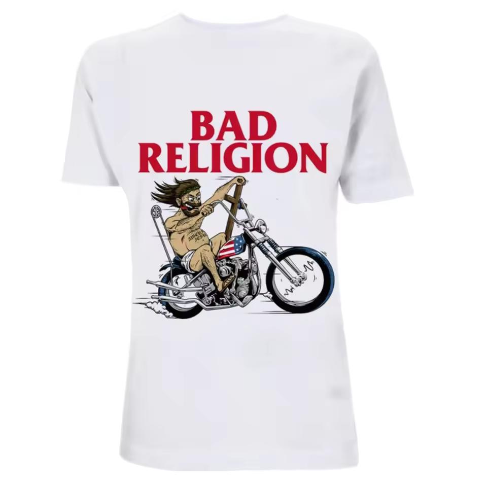 Bad Religion - American Jesus Pattern Printed T-shirt Hardcore Punk Style Band T-shirt for Daily and Concert Wear