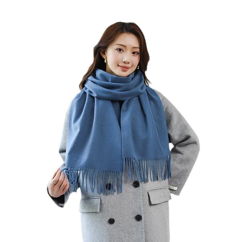 Wool Scarf for Women in Winter New Style Cashmere Scarf Versatile  Thickened  Warm and Solid Color Scarf