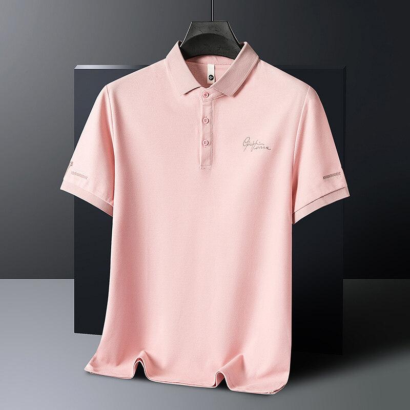 Letní pánské výšivkové polo pro střední věk a mladé, trendy, ležérní, univerzální, minimalistické tričko s krátkým rukávem