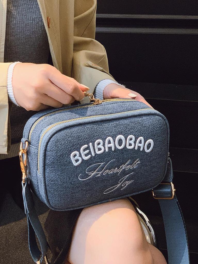 2025 Women's Embroidered Canvas Camera Bag - Small Square Crossbody with Wide Shoulder Strap for Phone & Commute