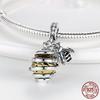 Bee Pendant Sliver Honeycomb Bee Dangle Charm Pendant fit Authentic Brand Bead Charms Bracelets Do It Yourself copper Jewellery Making