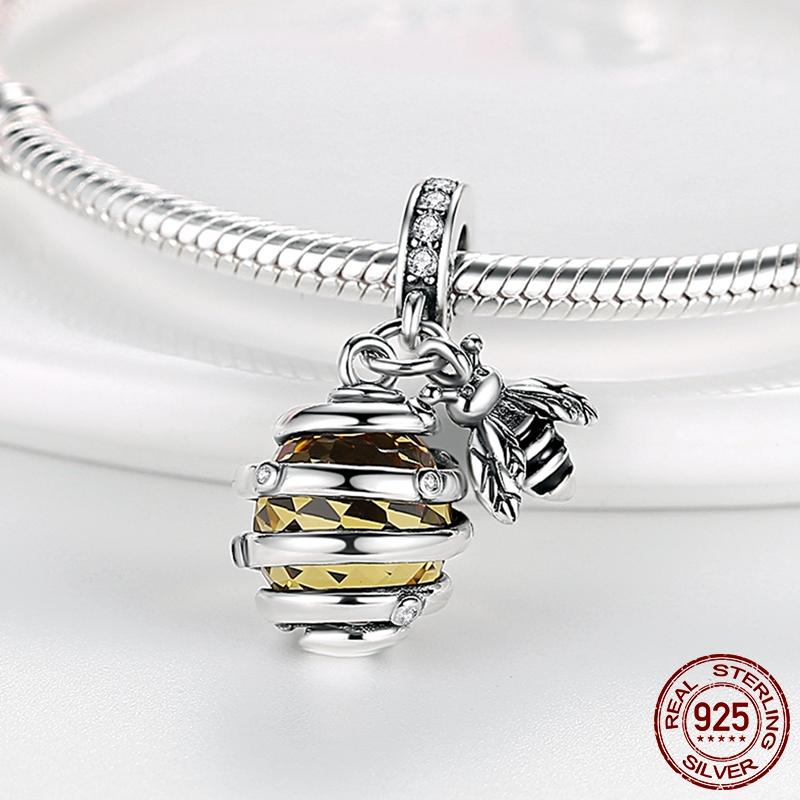 Bee Pendant Sliver Honeycomb Bee Dangle Charm Pendant fit Authentic Brand Bead Charms Bracelets Do It Yourself copper Jewellery Making