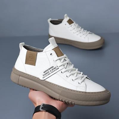 Sneakers Man Leather Men's Flat Shoes Height Increasing Shoes Lace-Up High Quality Men Sneakers for Men Luxury 2024