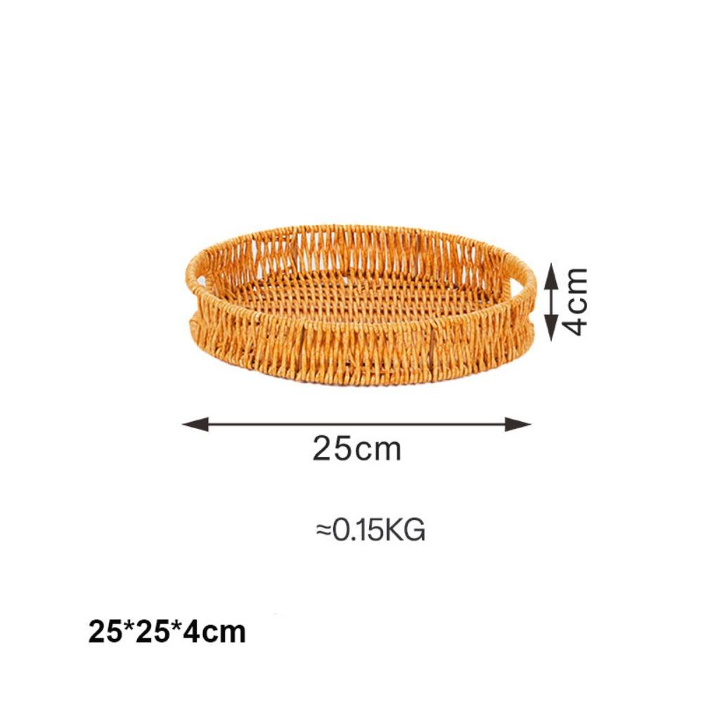 Khaki Rattan Wicker Woven Serving Baskets Hardness Rattan Basket