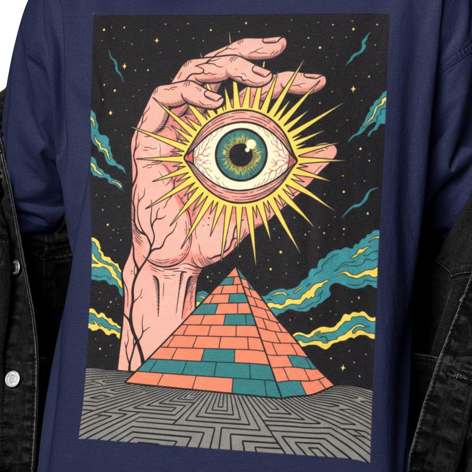All Seeing Eye Shirt | Illuminati Pyramid Tee | Eye Of Providence Graphic | Esoteric Spiritual Apparel | Occult Streetwear Gift S