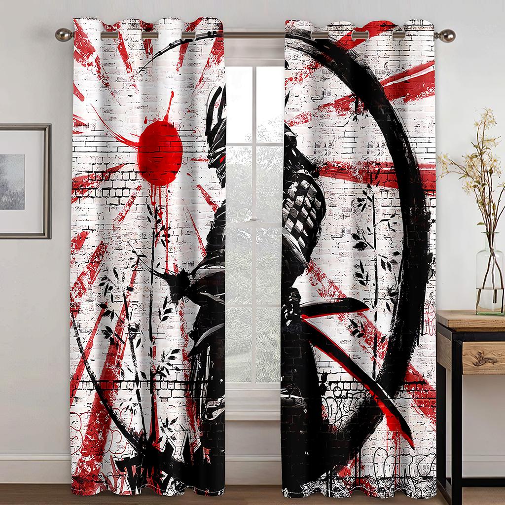 Japaness Anime Bushido Cartoon Curtains Blinds Great for Living Area Kids Bed Room Bathroom Kicthen Workroom Door Home Decoration
