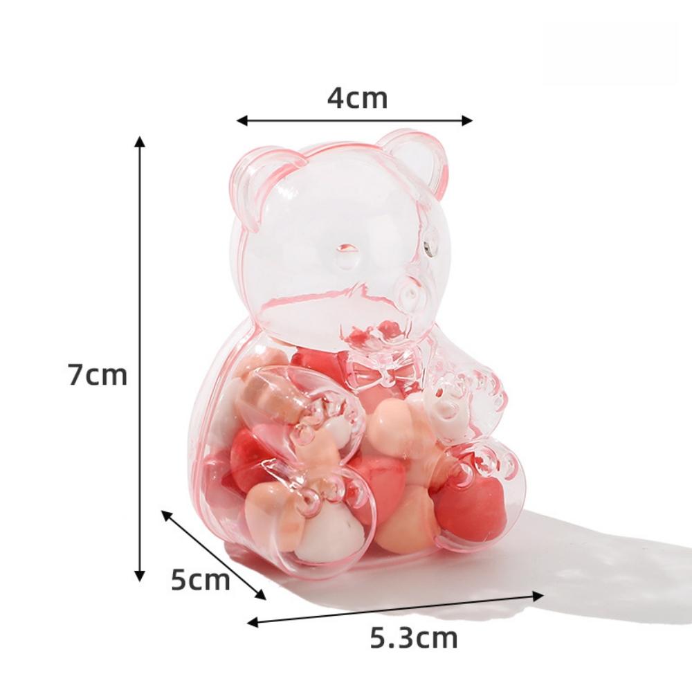 12Pcs Plastic Transparent Bear Tricolor Candy Box for Valentine's Day Wedding Easter New Year Christmas Party Candy Gift Box