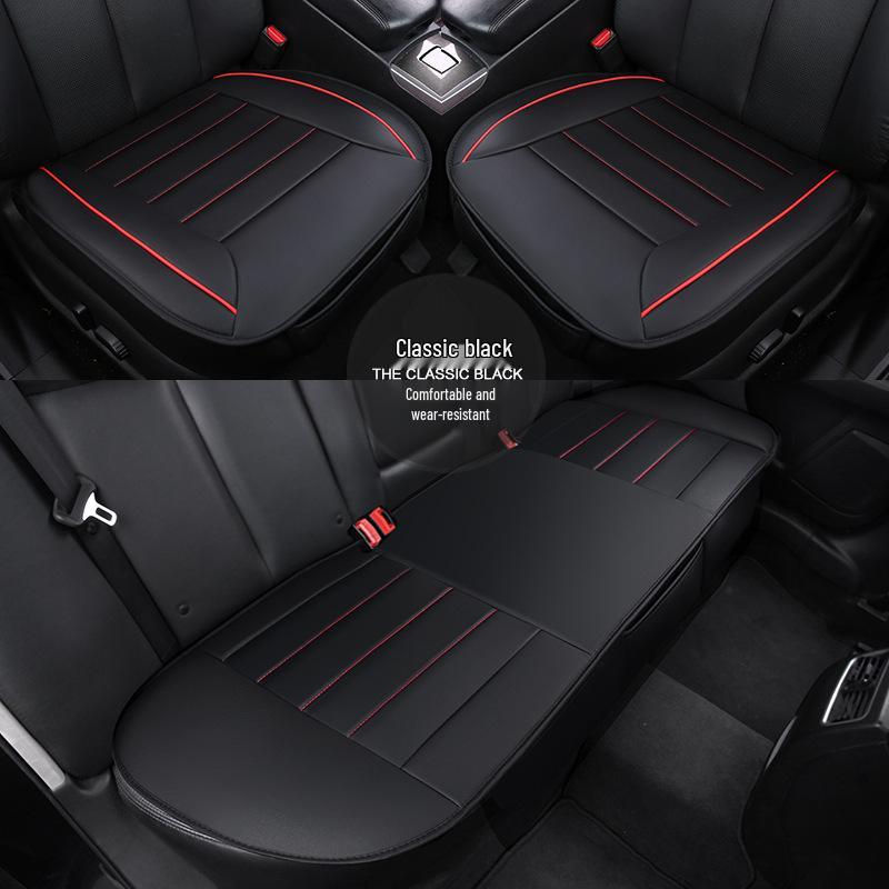 Universal Color Block Car Seat Cushion Set - Full Coverage, Non-Slip, No Backrest, Fashionable, Four Seasons, Three Pieces.