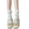 Frühlings- und Sommer-Spitzen-Mittelschaft-Einfarbige Socken Damen-Dünne Schleifen-Stapel-Socken Kurze Socken Damen-JK-Kurze Socken Reis